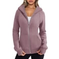 thumbnail image 1 of Womens Zip Up Hoodies Fleece Jackets Oversized Sweatshirts Fall Fashion Outfits Sweaters Winter Clothes Pink M, 1 of 9
