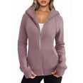 thumbnail image 1 of Womens Zip Up Hoodies Fleece Jackets Oversized Sweatshirts Fall Fashion Outfits Sweaters Winter Clothes Pink XL, 1 of 8