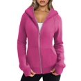 thumbnail image 1 of Womens Zip Up Hoodies Fleece Jackets Oversized Sweatshirts Fall Fashion Outfits Sweaters Winter Clothes Rose Red XXL, 1 of 9