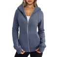 thumbnail image 1 of Womens Zip Up Hoodies Fleece Jackets Oversized Sweatshirts Fall Fashion Outfits Sweaters Winter Clothes Slate Blue M, 1 of 9