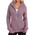 thumbnail image 1 of Womens Zip Up Hoodies Fleece Soft Y2k Solid Color Long Sleeve Thumb Hole Jackets with Pockets Fall Winter Comfy Warm Tops, 1 of 6