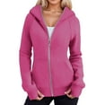 thumbnail image 1 of Womens Zip Up Hoodies Fleece Soft Y2k Solid Color Long Sleeve Thumb Hole Jackets with Pockets Fall Winter Comfy Warm Tops, 1 of 6