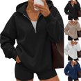 thumbnail image 1 of Womens Zip Up Hoodies Half Zip Pullover Fall Winter Oversized Workout Sweatshirts Y2k Zipper Jackets With Pockets,XL, 1 of 8