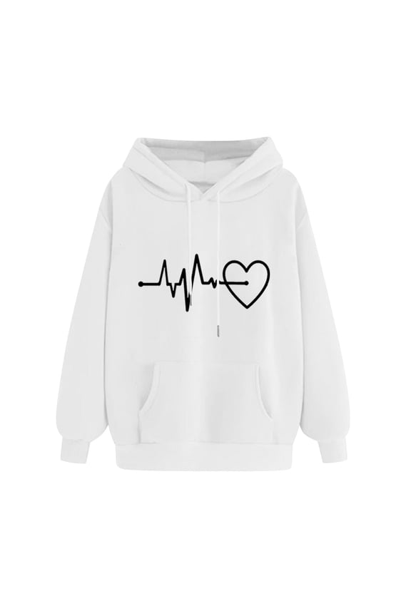 Womens Zip Up Hoodies Heart Shape Printed Long Sleeve Hoodies Valentine's Day Drawstring Pullover Tops