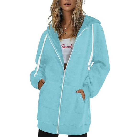 Womens Zip Up Hoodies Jackets Oversized Sweatshirts Fall Fashion Outfits Sweaters Winter Clothes