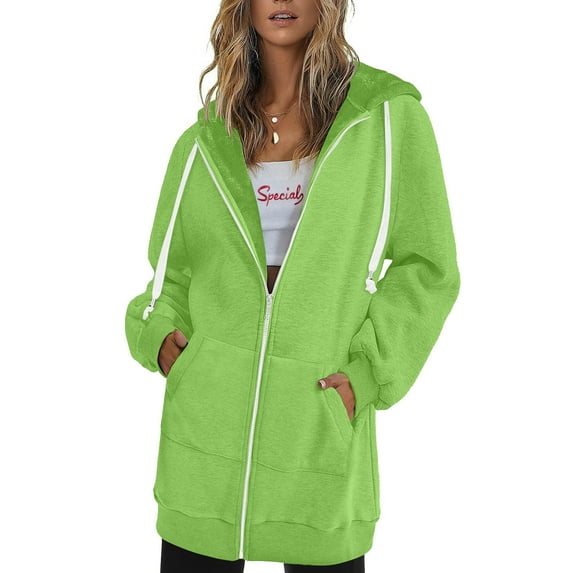 Womens Zip Up Hoodies Jackets Oversized Sweatshirts Fall Fashion Outfits Sweaters Winter Clothes