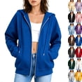 thumbnail image 1 of Womens Zip Up Hoodies Long Sleeve Fall Oversized Sweatshirts with Pockets 2026 Fall Fashion Jacket Royal Blue XL, 1 of 1