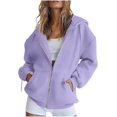 thumbnail image 1 of Womens Zip Up Hoodies Oversized Sweatshirts Fall Fashion Outfits Sweaters Casual Jackets 2024 Winter Clothes, 1 of 4