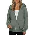 thumbnail image 1 of Womens Zip Up Hoodies Oversized Sweatshirts Fall School Fashion Outfits Casual Jackets 2025 Winter Clothes Light Green XL, 1 of 2