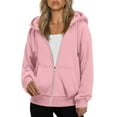 thumbnail image 1 of Womens Zip Up Hoodies Oversized Sweatshirts Fall School Fashion Outfits Casual Jackets 2025 Winter Clothes Pink L, 1 of 2