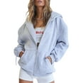 thumbnail image 1 of Womens Zip Up Hoodies Oversized Sweatshirts Fall School Fashion Outfits Casual Jackets Winter Clothes Light Gray XXXL, 1 of 9
