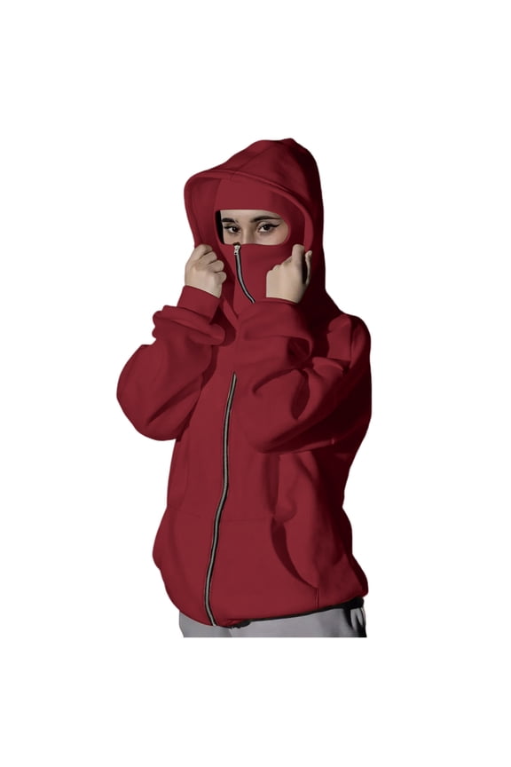 Womens Zip Up Hoodies Sevevn Women's Balaclava Hoodie Zip Up Jacket Double Hooded Sweatshirt Hoodie With Mask Wind Coat