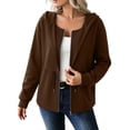 thumbnail image 1 of Womens Zip Up Hoodies Solid Color Long Sleeve Casual Sweatshirt Drawstring Waist Comfy Lightweight Sweatshirts with Pocket Fall Clothes, 1 of 7