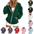 thumbnail image 1 of Womens Zip Up Hoodies Spring Fall Satin lined Hoodies Oversized Sweatshirts Fall Sweaters Casual Y2K Track Jackets Clothes, 1 of 4