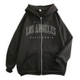 thumbnail image 1 of Womens Sweatshirts Jacket Letter Print Long Sleeve Zipper Top Casual Shirt Hoodie Sweatshirt Spring Fall Jackets Black M, 1 of 3