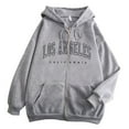 thumbnail image 1 of Womens Sweatshirts Jacket Letter Print Long Sleeve Zipper Top Casual Shirt Hoodie Sweatshirt Spring Fall Jackets Grey XL, 1 of 3