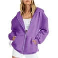 thumbnail image 1 of Womens Zip Up Hoodies Warm Casual Long Sleeve Hooded Solid Winter Purple Sweatshirts Fall Fashion Outfits 2025 With Pockets S-5XL, 1 of 7