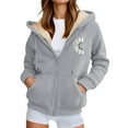 thumbnail image 1 of Womens Zip Up Hoodies Winter Sherpa Lined Sunflower Print Thermal Warm Sweatshirts with Pockets Casual Drawstring 2026 Comfy Coat, 1 of 5