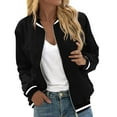 thumbnail image 1 of Womens Zip Up Jacker, Bomber Jackets for Women Fall Fashion Solid Color Coats Lightweight Jackets Dressy Casual Fall Clothes, 1 of 2