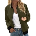 thumbnail image 1 of Womens Zip Up Jacker, Bomber Jackets for Women Fall Fashion Solid Color Coats Lightweight Jackets Dressy Casual S-2XL, 1 of 6