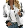 thumbnail image 1 of Womens Zip Up Jacket Lightweight Leopard Printed Full Zip Cropped Coat Trendy Long Sleeve Bomber Jacket with Pockets, 1 of 8