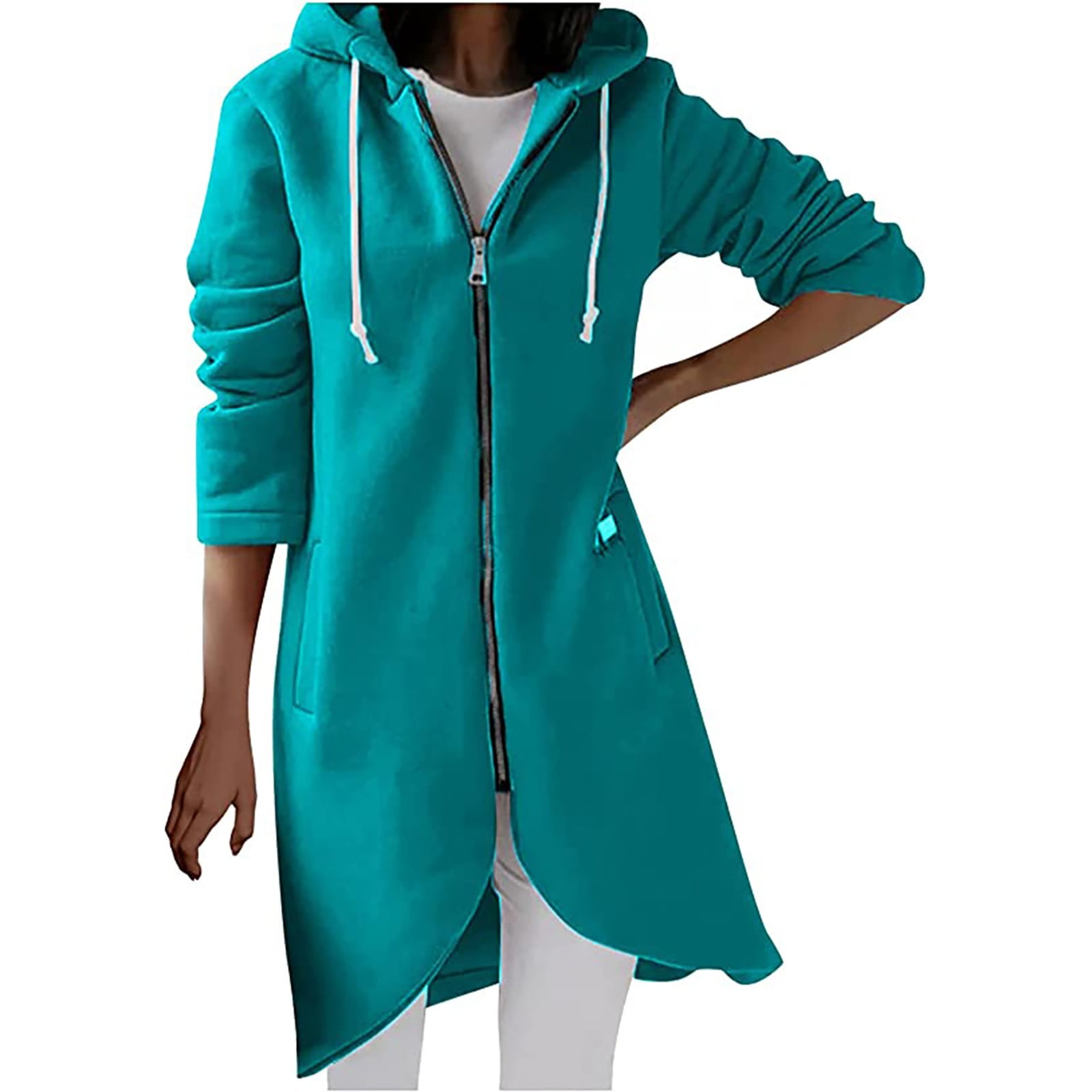 Womens Zip Up Long Hoodie Jacket Lightweight Tunic Open Front Sweatshirt Walmart