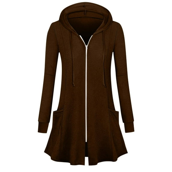 Womens Zip Up Long Hoodie Jacket Lightweight Tunic Sweatshirt Open Front Cardigan Coats Fall Fashion