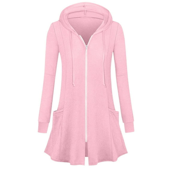 Womens Zip Up Long Hoodie Jacket Lightweight Tunic Sweatshirt Open Front Cardigan Coats Fall Fashion