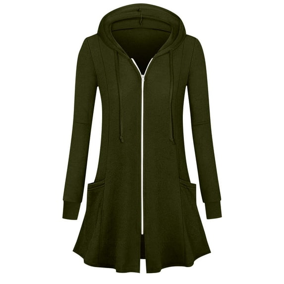 Womens Zip Up Long Hoodie Jacket Lightweight Tunic Sweatshirt Open Front Cardigan Coats Fall Fashion