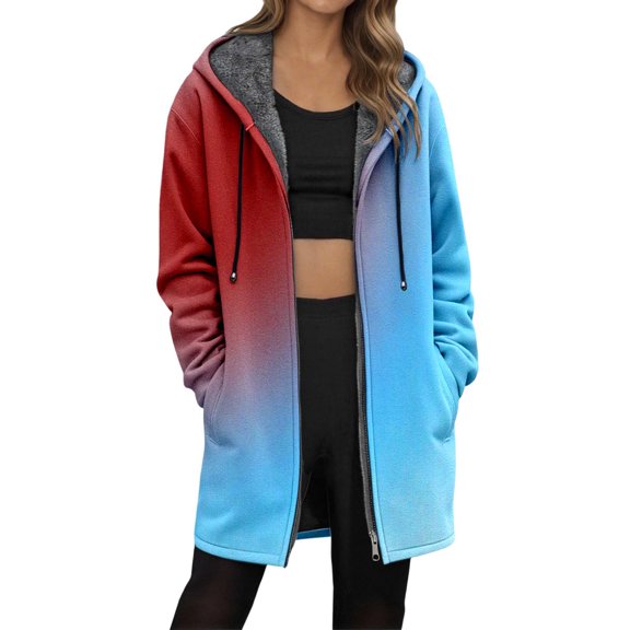 Womens Zip Up Long Hoodie Jacket Lightweight Tunic Sweatshirt Open Front Cardigan
