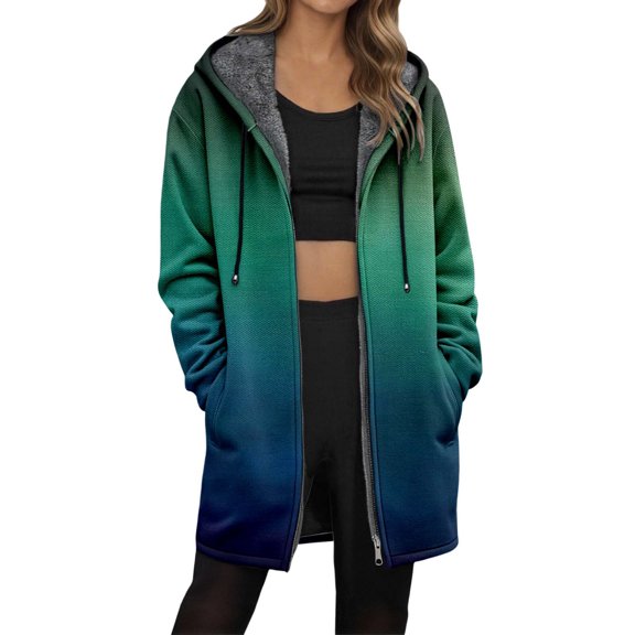 Womens Zip Up Long Hoodie Jacket Lightweight Tunic Sweatshirt Open Front Cardigan