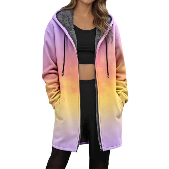 Womens Zip Up Long Hoodie Jacket Lightweight Tunic Sweatshirt Open Front Cardigan