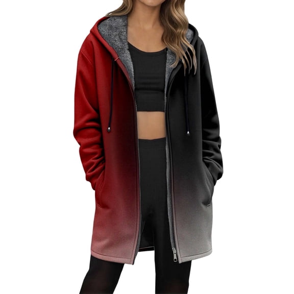 Womens Zip Up Long Hoodie Jacket Lightweight Tunic Sweatshirt Open Front Cardigan