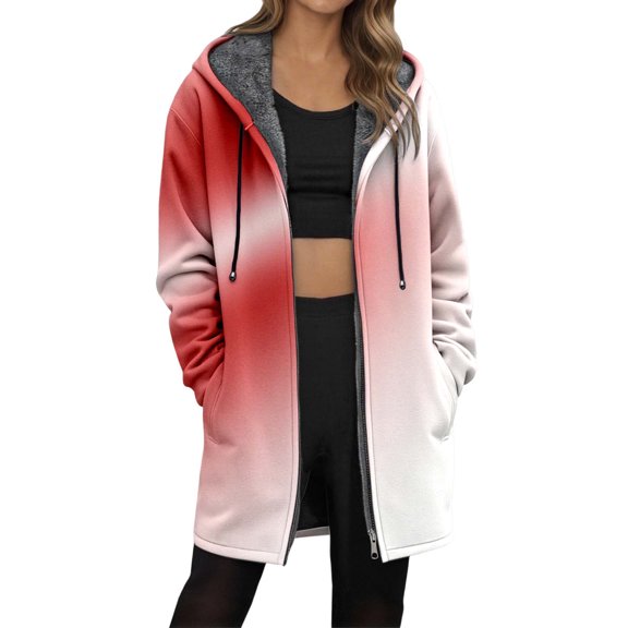 Womens Zip Up Long Hoodie Jacket Lightweight Tunic Sweatshirt Open Front Cardigan