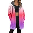 thumbnail image 1 of Womens Zip Up Long Hoodie Jacket Lightweight Tunic Sweatshirt Open Front Cardigan, 1 of 5