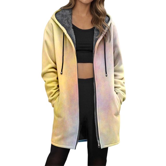 Womens Zip Up Long Hoodie Jacket Lightweight Tunic Sweatshirt Open Front Cardigan