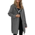 thumbnail image 1 of Womens Zip Up Long Sleeve Jacket with Pockets Mid Long Sherpa Hoodie Fuzzy Coat, 1 of 7