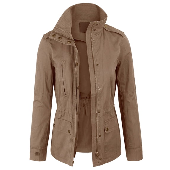 KOGMO Womens Zip Up Military Anorak Safari Jacket Coat