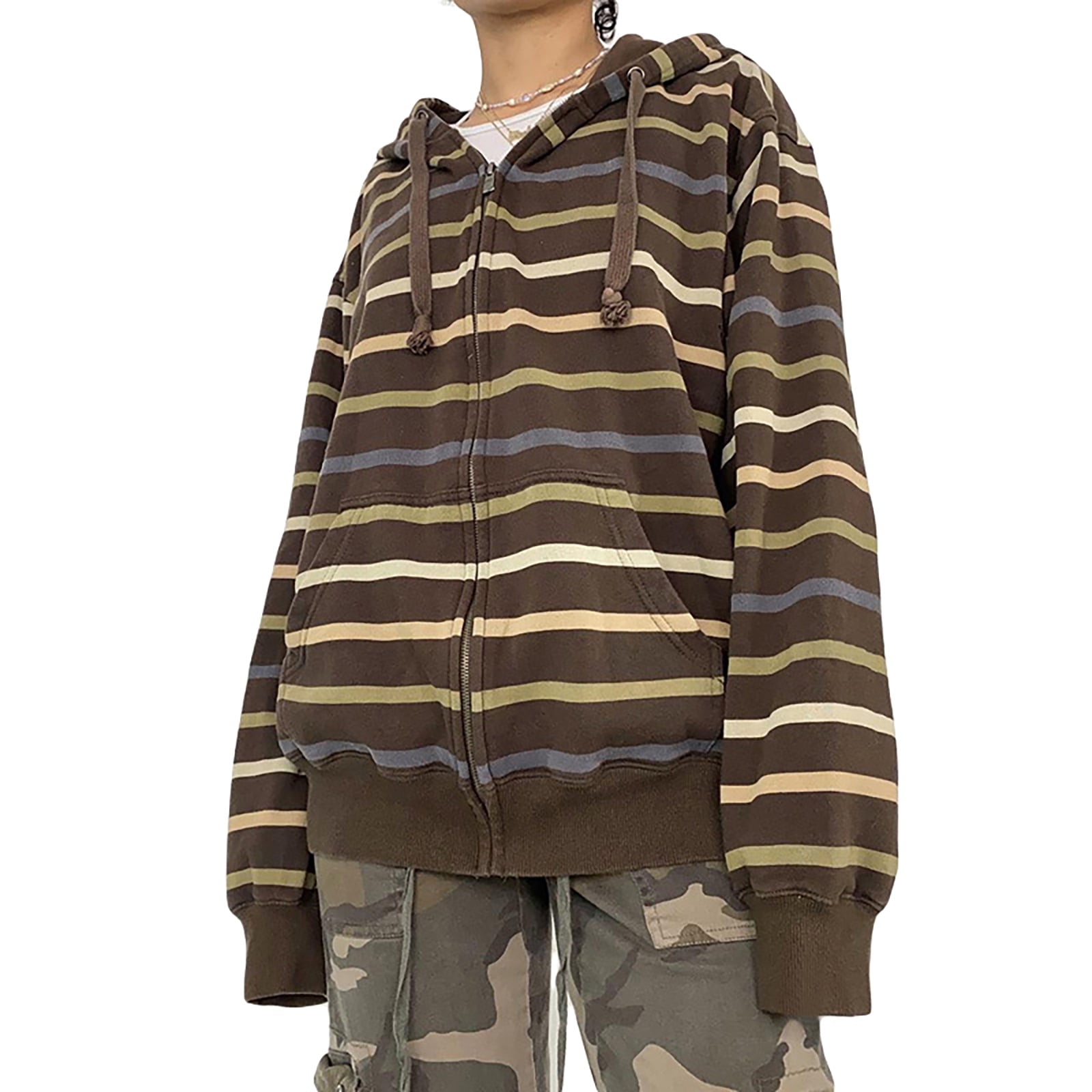 Womens Zip Up Striped Hoodie Sweatshirt Long Sleeve Womens Zip Up Striped Hoodie Sweatshirt Long Sleeve