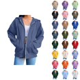 thumbnail image 1 of Womens Zip Up Sweatshirt 2026 Fall Winter Casual Long Sleeve Basic Hoodie Sweatshirt Jacket Coat Outerwear with Pockets, 1 of 7
