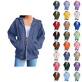 thumbnail image 1 of Womens Zip Up Sweatshirt 2026 Fall Winter Trendy Long Sleeve Basic Hoodie Sweatshirt Jacket Coat Outerwear with Pockets, 1 of 7