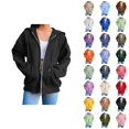 thumbnail image 1 of Womens Zip Up Sweatshirt 2026 Fall Winter Trendy Long Sleeve Plain Hoodie Sweatshirt Jacket Coat Outerwear with Pockets, 1 of 7