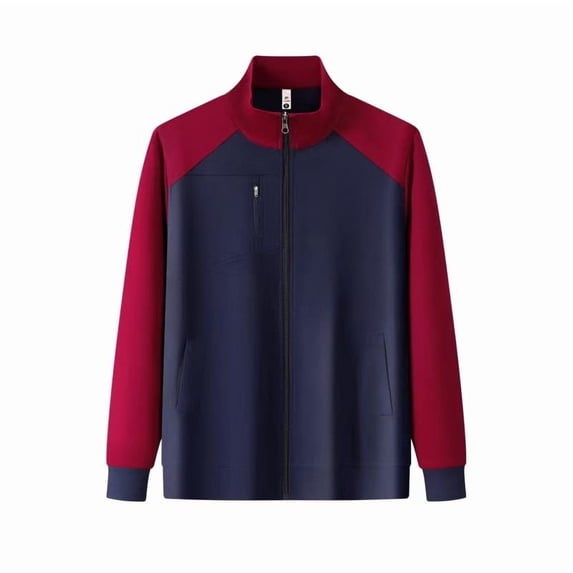 Womens Zip Up Sweatshirt Long Sleeve Color Block Tops Stand Up Collar Jacket With Zipper Pocket Watermelon Red L