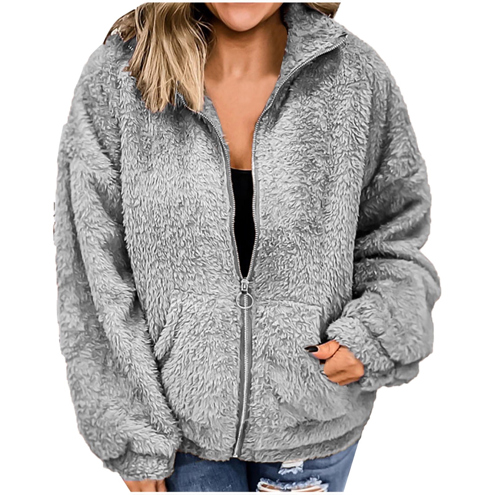 Womens Plain Zip Hoodie Ladies Hooded Zipper Sweat Shirt Jacket Coat  Sweater Top