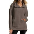 thumbnail image 1 of Womens Zip Up Sweatshirt, Women's Quarter Zip Oversized Long Sleeve Ribbed Knit Tunic Pullover Sweatshirts with Pockets, 1 of 5