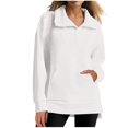 thumbnail image 1 of Womens Zip Up Sweatshirt, Women's Quarter Zip Oversized Long Sleeve Ribbed Knit Tunic Pullover Sweatshirts with Pockets, 1 of 6