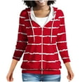 thumbnail image 1 of Womens Zip Up Sweatshirts, Women's Lightweight Zip Up Hoodie – Long Sleeve Thin Casual Striped Printed Hooded Jacket with Pockets S-3XL, 1 of 8