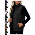 thumbnail image 1 of Womens Zip Up Vest Stand Collar Padded Sleeveless Versatile Winter Outerwear Vest, 1 of 9