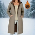 thumbnail image 1 of Womens Zip-up Hooded Fleece Long Sleeved Casual Long Jacket Long Outwear Jacket Brown M, 1 of 6