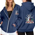 thumbnail image 1 of Womens Zip-up Hoodie Christmas Cute Santa Claus Print Long Sleeve Jackets Xmas Holiday Funny Fall Winter Hooded Sweatshirts, 1 of 8